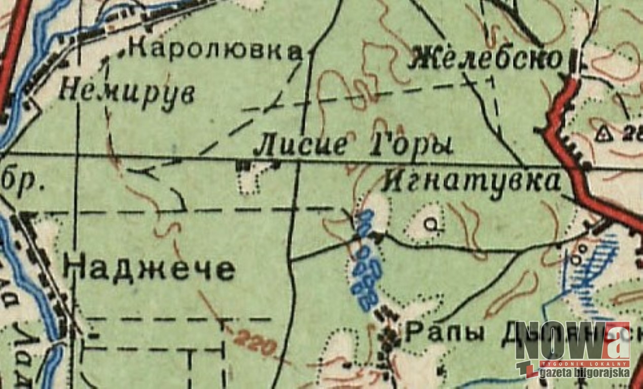 Lisie Góry na mapie sowieckiej z lat 1942-1943