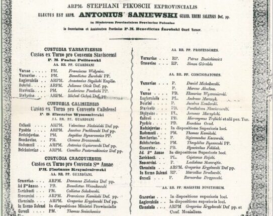 Wybór o. Antoniego Saniewskiego na prowincjała 1853